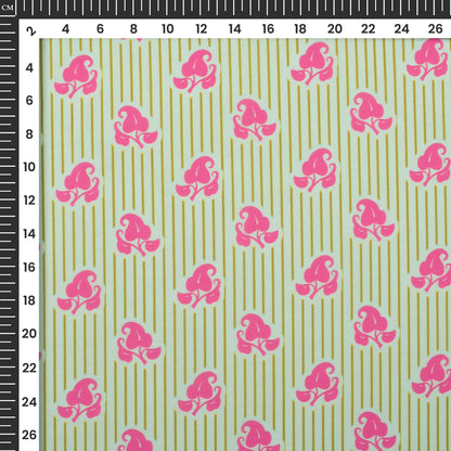 Beautiful Stripes Floral Digital Print Muslin Fabric