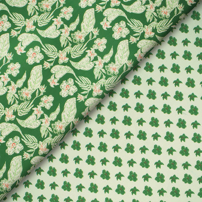 Charming Green Hibiscus Floral Digital Print Muslin Fabric
