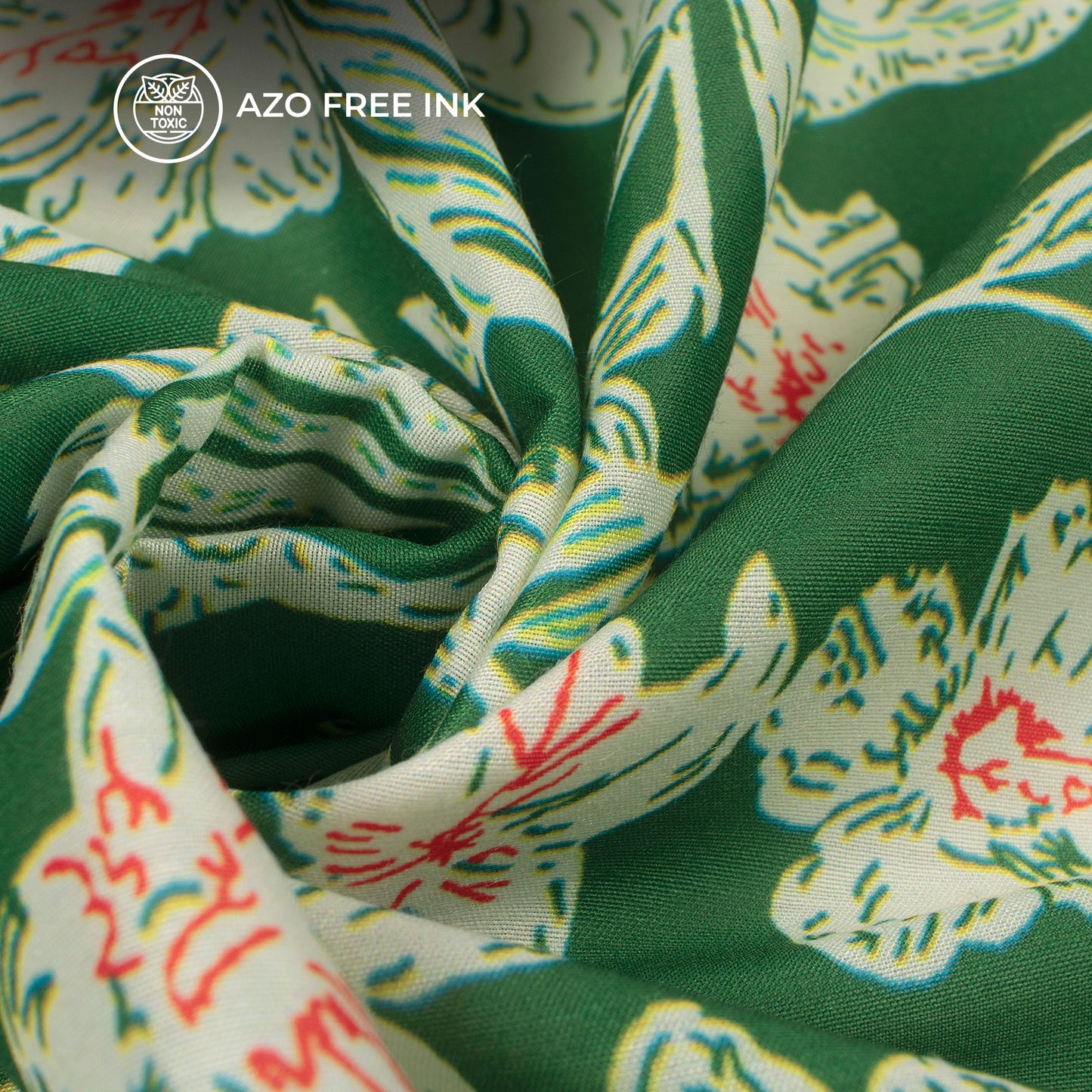 Stylish Tropical Vintage Floral Digital Print Muslin Fabric