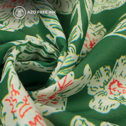 Stylish Tropical Vintage Floral Digital Print Muslin Fabric