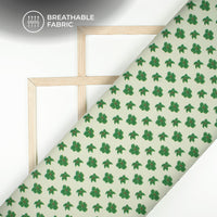 Charming Green Hibiscus Floral Digital Print Muslin Fabric