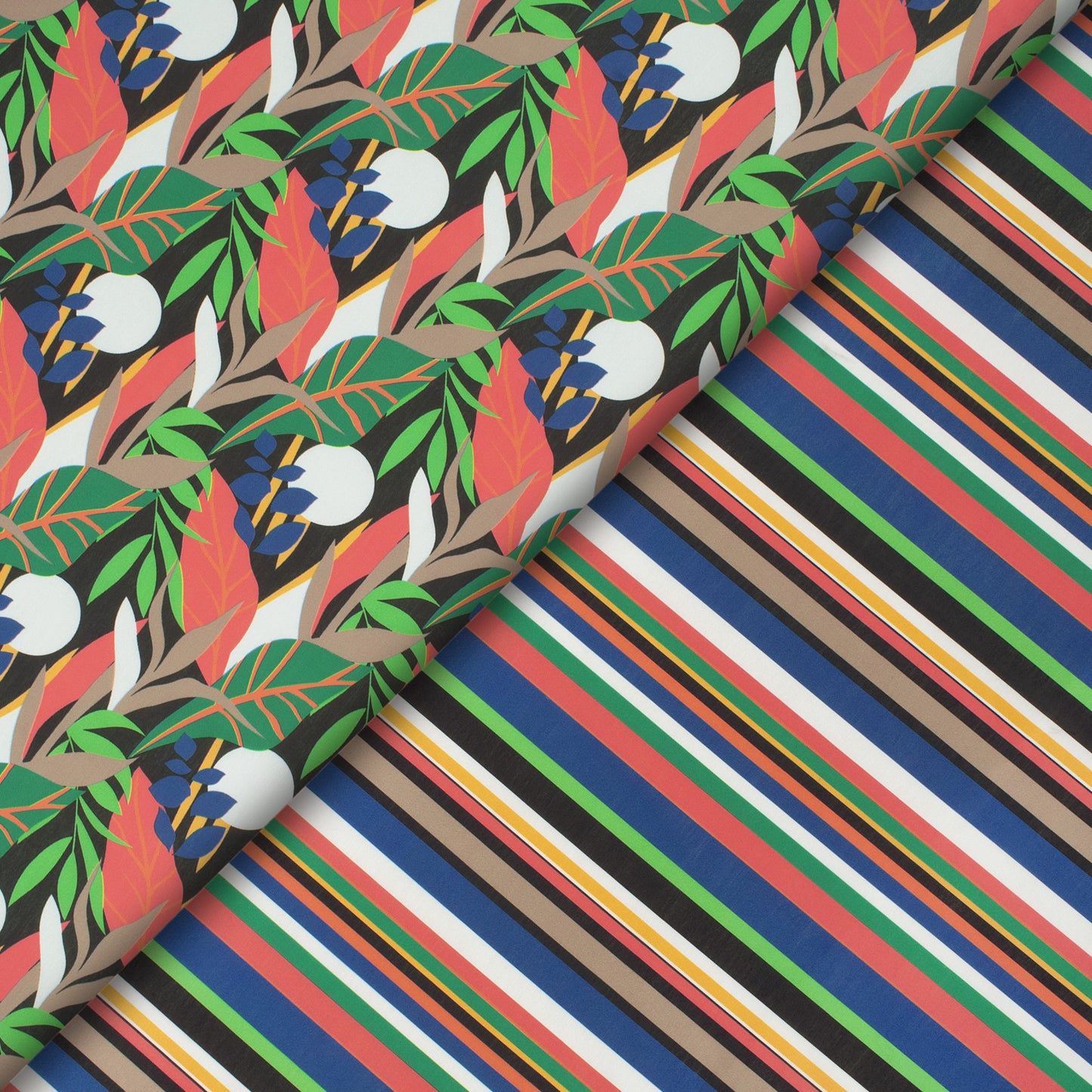 Botanical Theme Tropical Leaf Digital Print Muslin Fabric