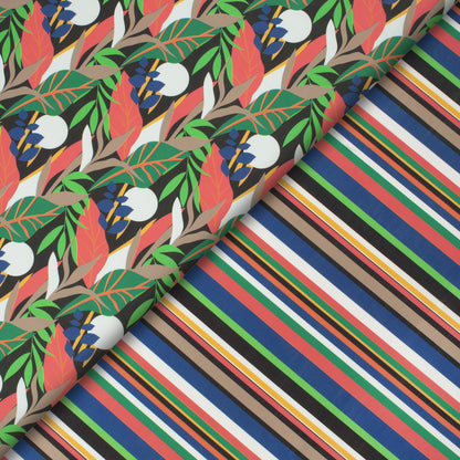 Botanical Theme Tropical Leaf Digital Print Muslin Fabric