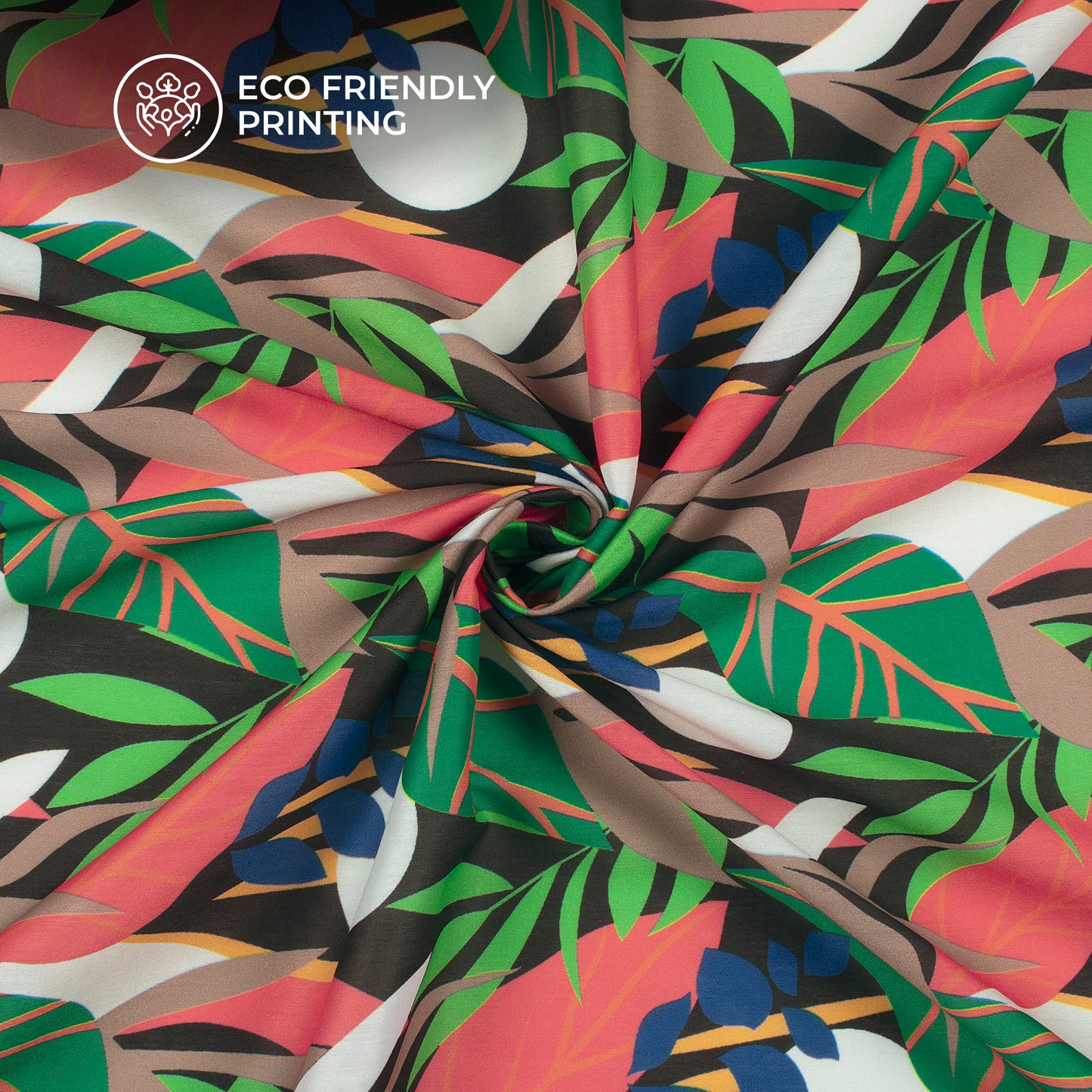 Botanical Theme Tropical Leaf Digital Print Muslin Fabric