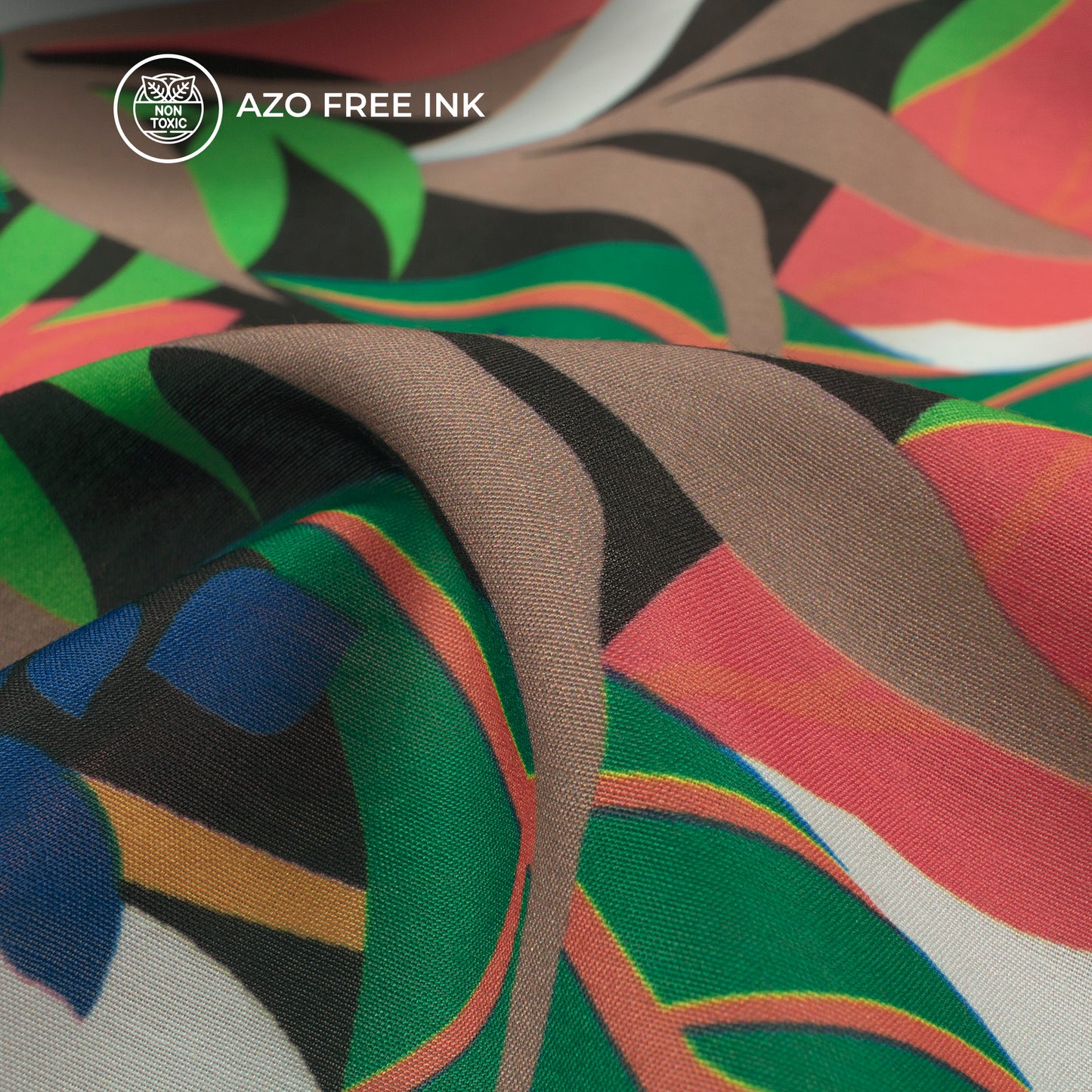 Botanical Theme Tropical Leaf Digital Print Muslin Fabric