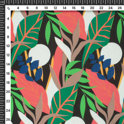 Botanical Theme Tropical Leaf Digital Print Muslin Fabric