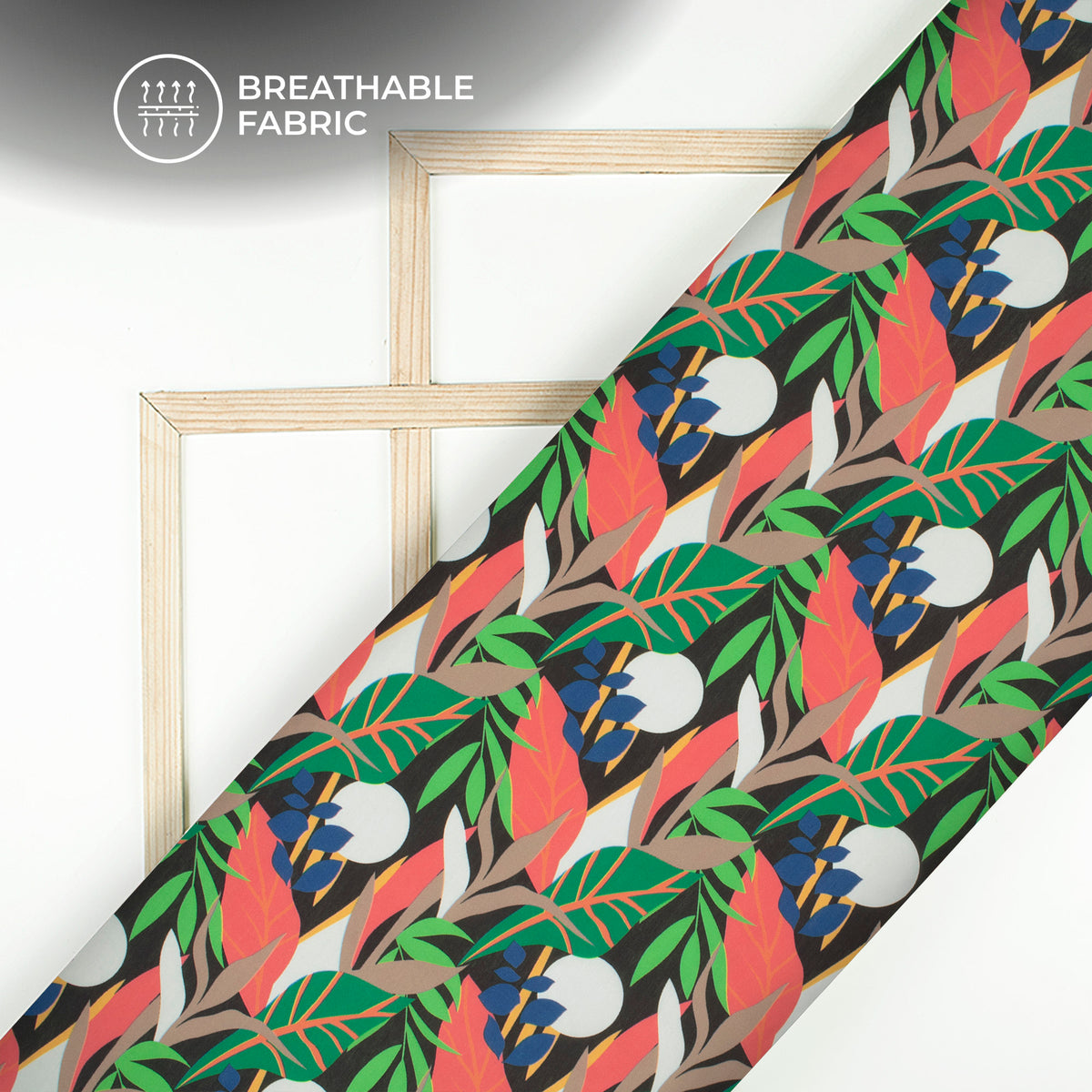 Botanical Theme Tropical Leaf Digital Print Muslin Fabric