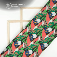 Botanical Theme Tropical Leaf Digital Print Muslin Fabric