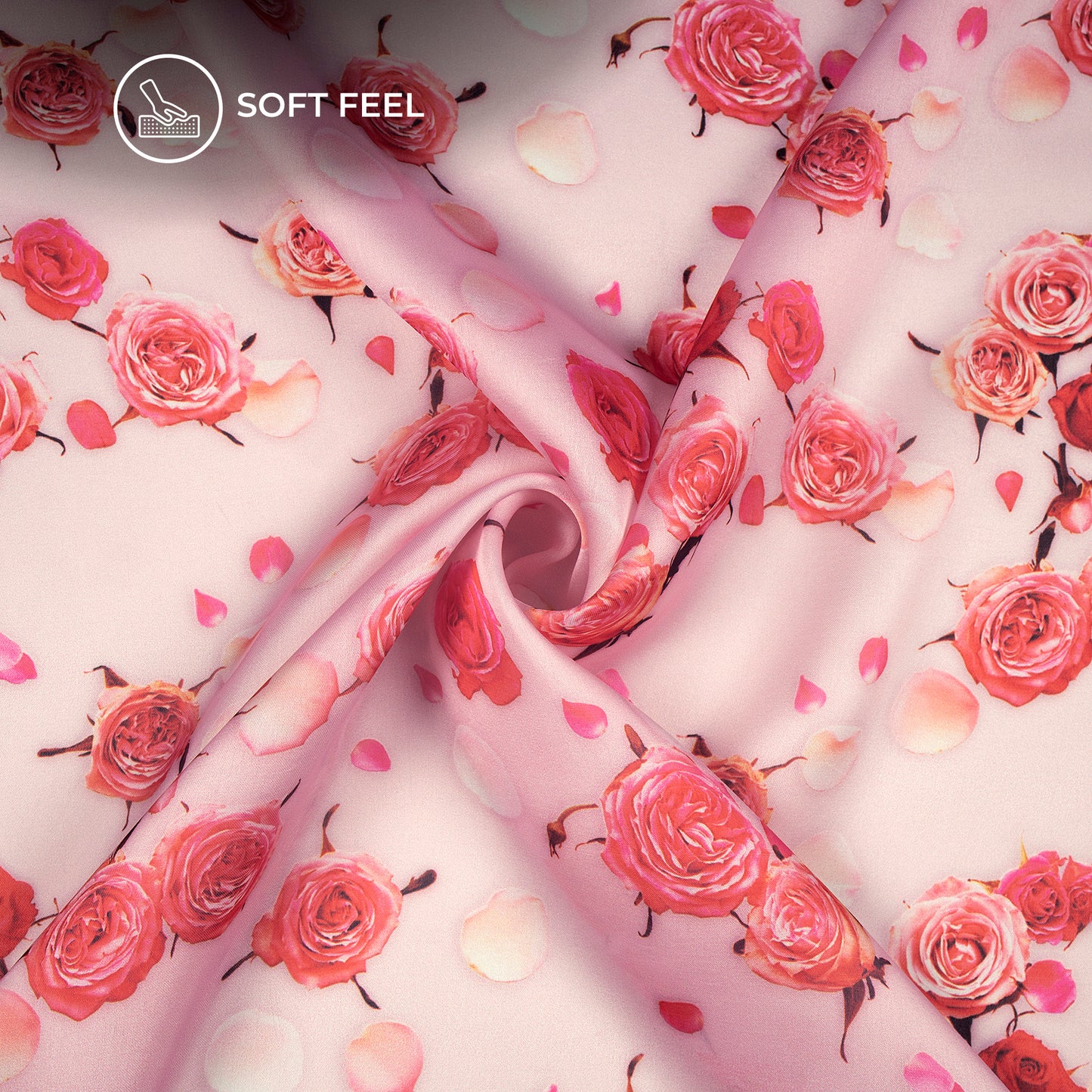 Decorative Rose Scattered Petals Digital Print Lightweight Georgette Fabric