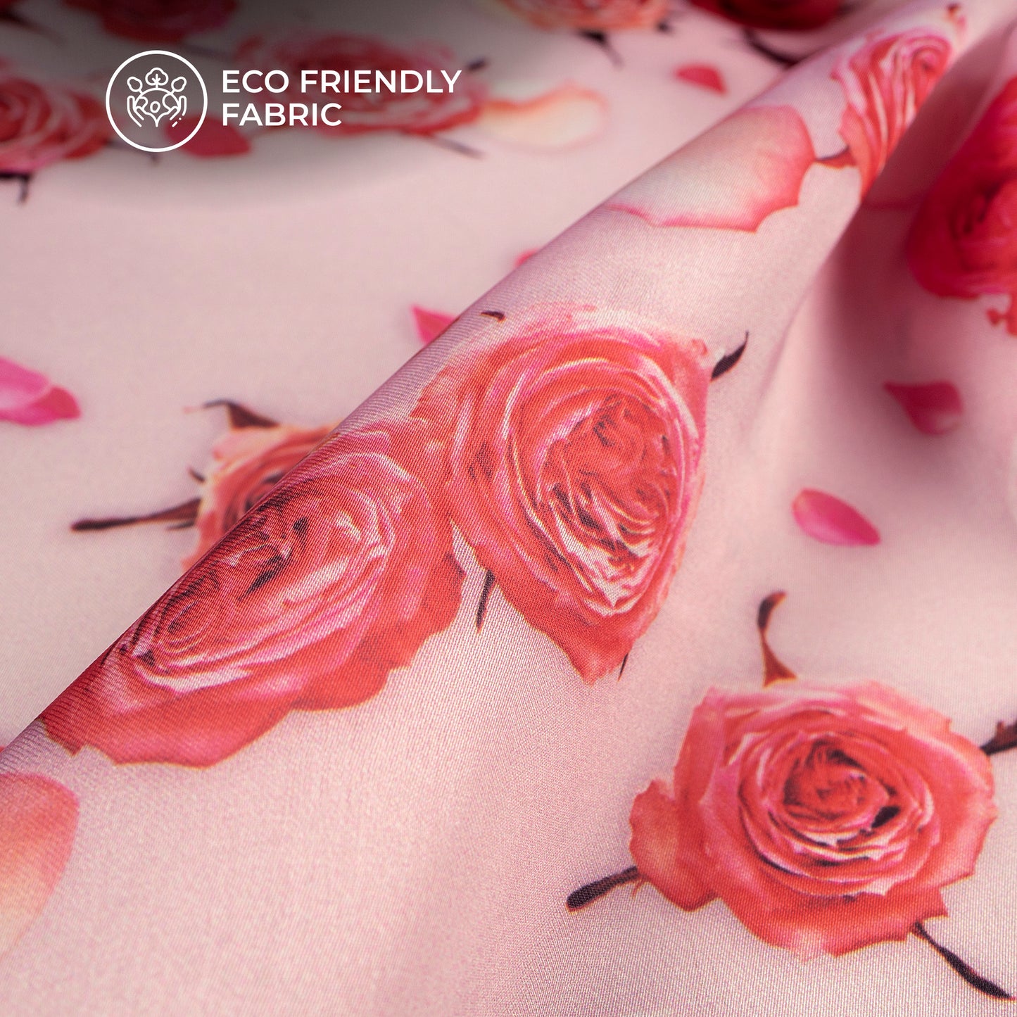 Decorative Rose Scattered Petals Digital Print Lightweight Georgette Fabric