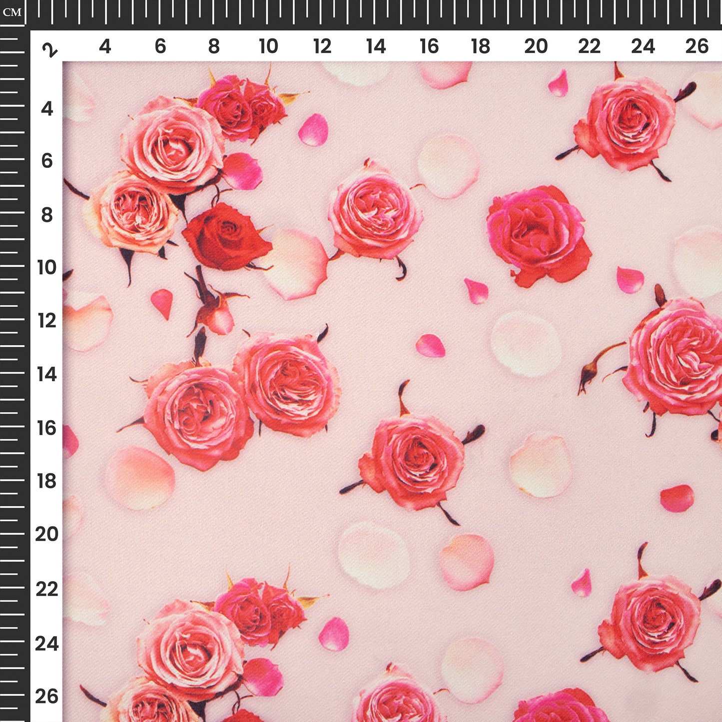 Decorative Rose Scattered Petals Digital Print Lightweight Georgette Fabric