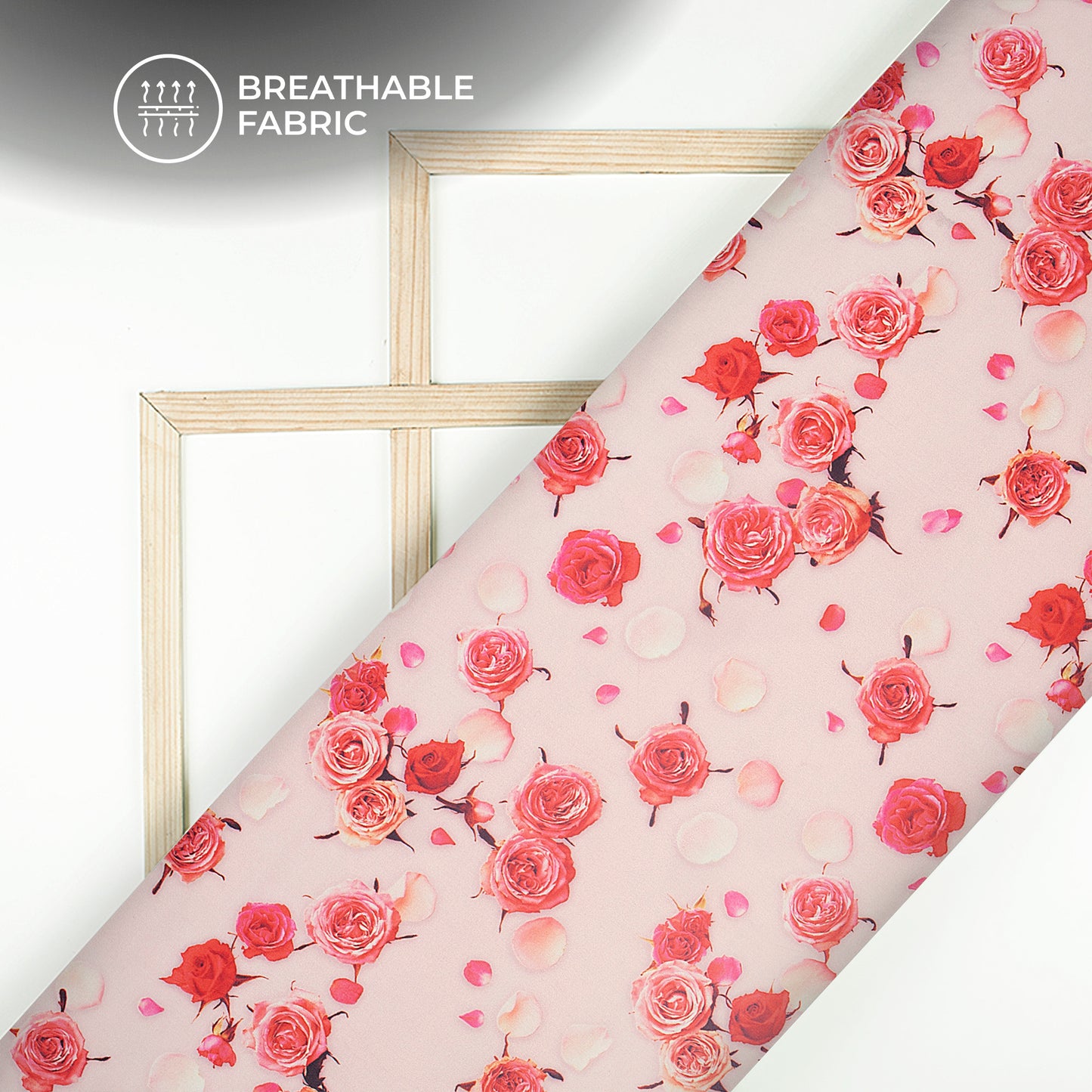 Decorative Rose Scattered Petals Digital Print Lightweight Georgette Fabric