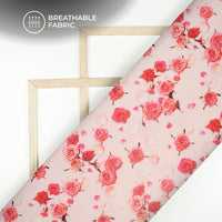 Decorative Rose Scattered Petals Digital Print Lightweight Georgette Fabric