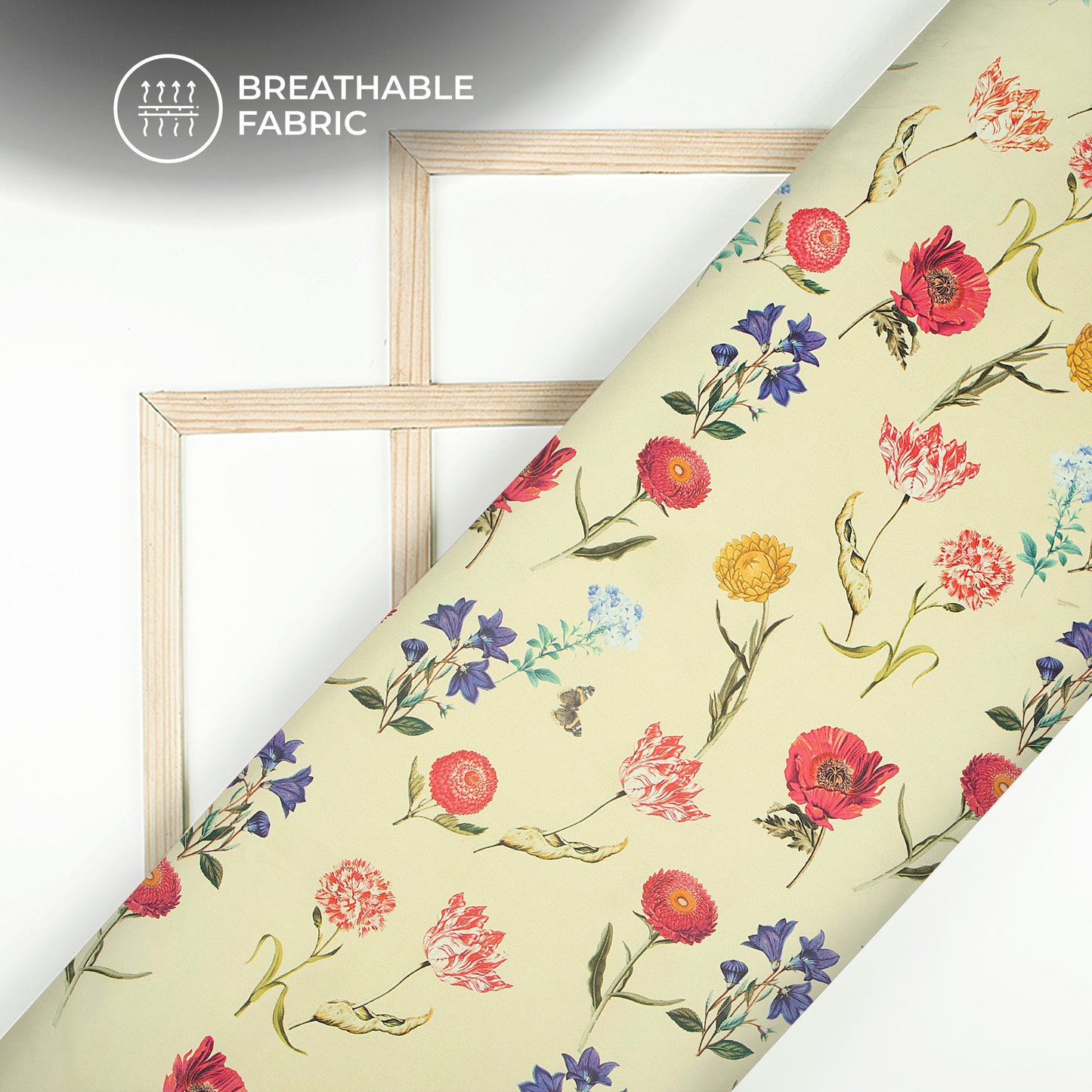 Anciant Botanical Floral Digital Print Lightweight Georgette Fabric