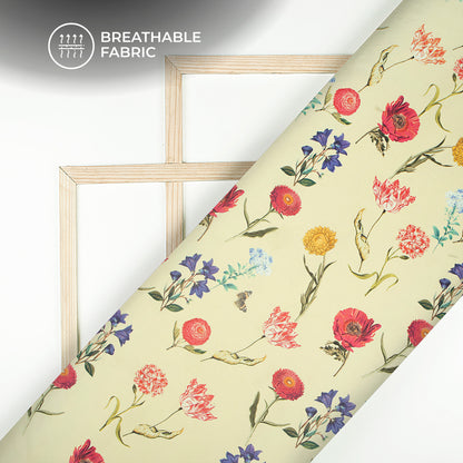 Anciant Botanical Floral Digital Print Lightweight Georgette Fabric