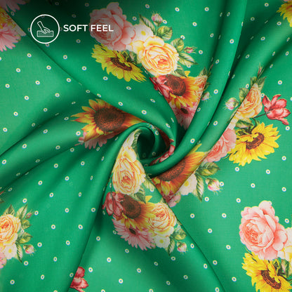 Beautiful Rose Flower Digital Print Lightweight Georgette Fabric