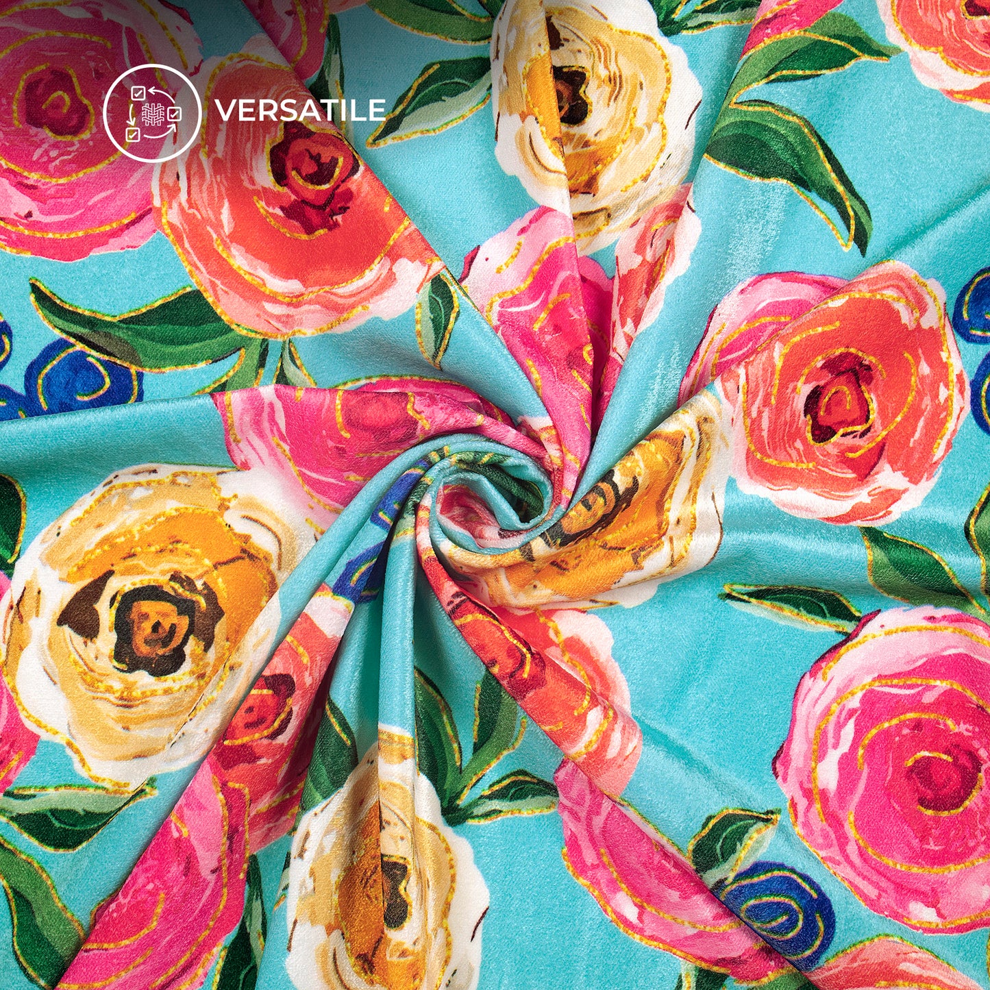 Seamless Painterly Roses Digital Print Premium Velvet Fabric