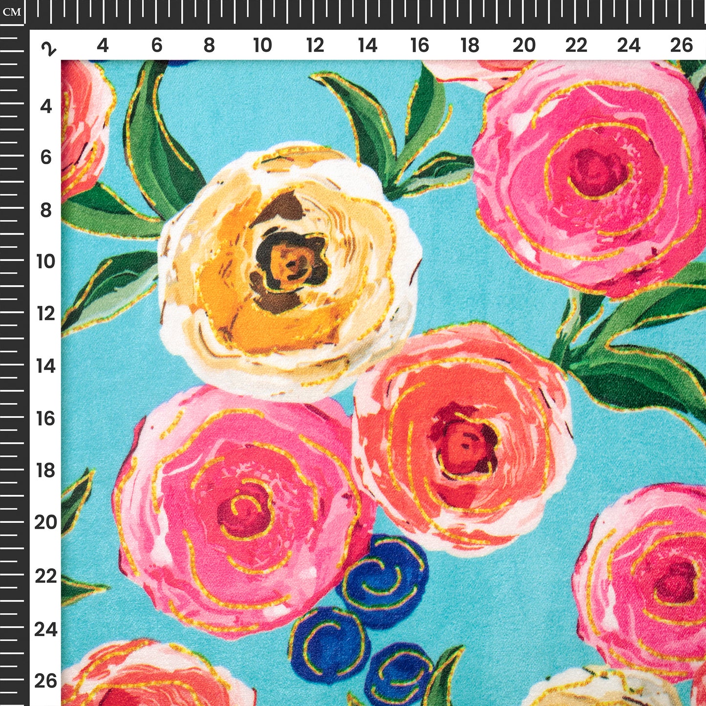 Seamless Painterly Roses Digital Print Premium Velvet Fabric