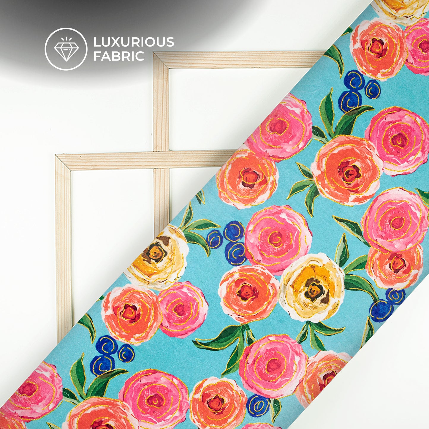 Seamless Painterly Roses Digital Print Premium Velvet Fabric