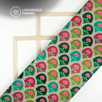 Stylized Tulip Flower Scallop Digital Print Premium Velvet Fabric
