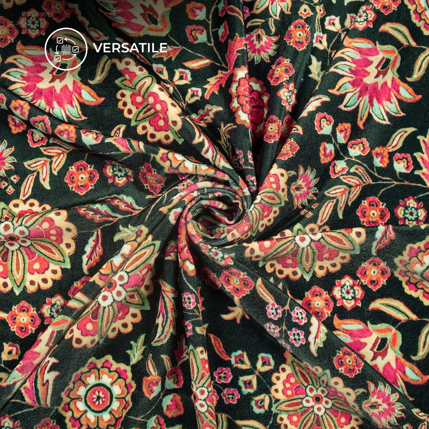 Vibrent Kashmirii Paisley Butta Digital Print Premium Velvet Fabric