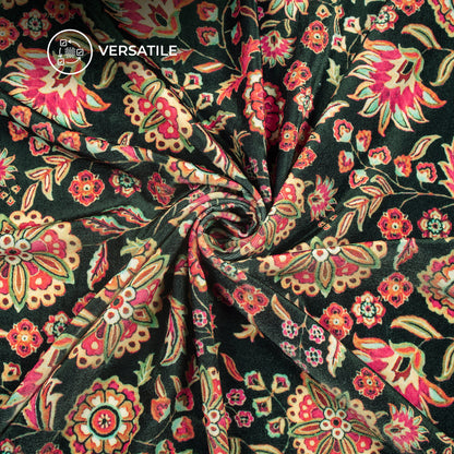Vibrent Kashmirii Paisley Butta Digital Print Premium Velvet Fabric