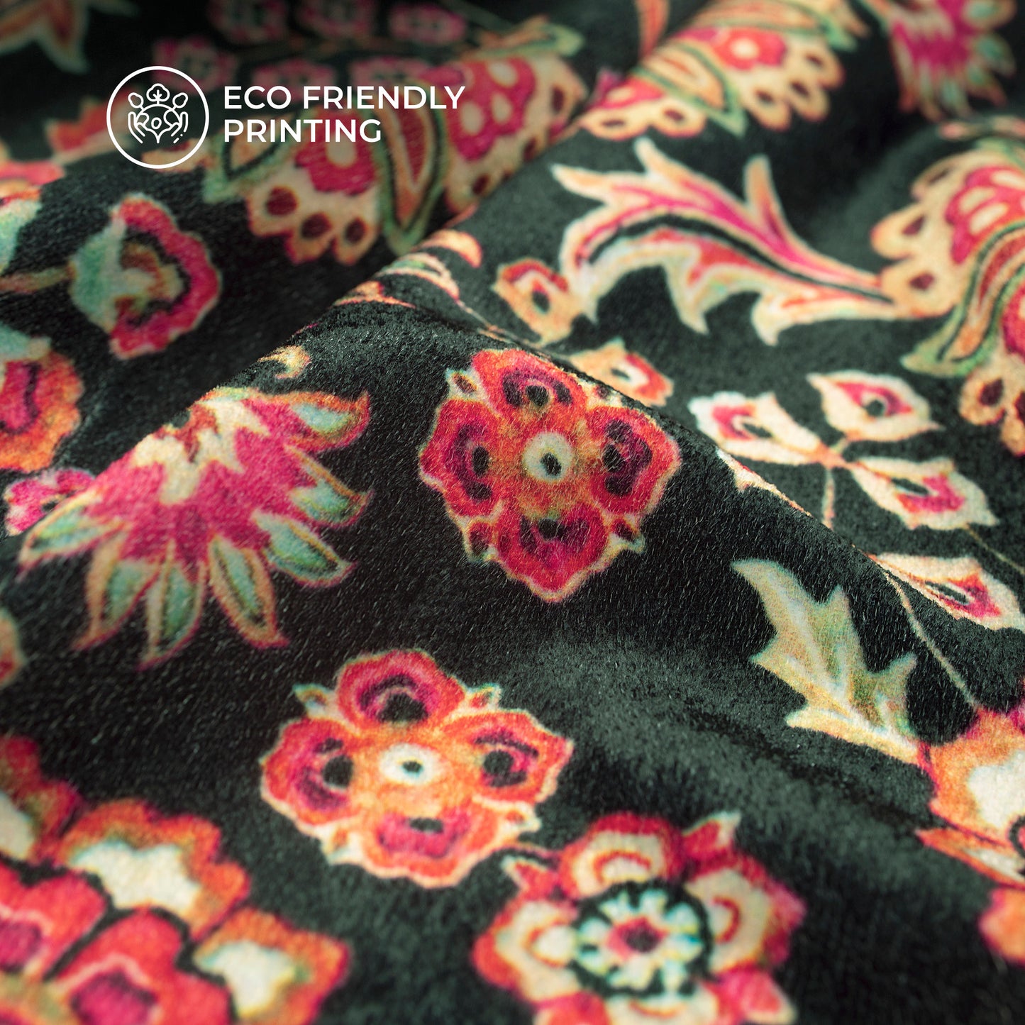 Vibrent Kashmirii Paisley Butta Digital Print Premium Velvet Fabric