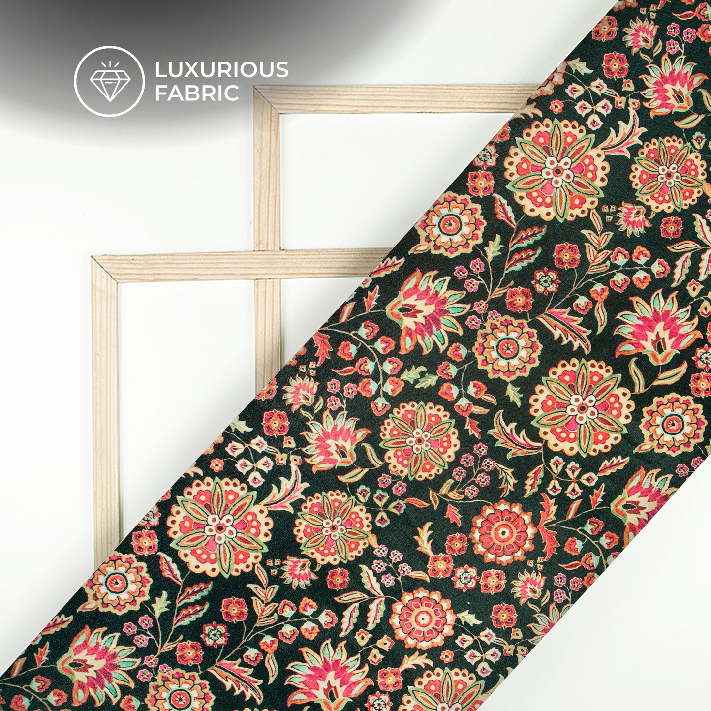 Vibrent Kashmirii Paisley Butta Digital Print Premium Velvet Fabric