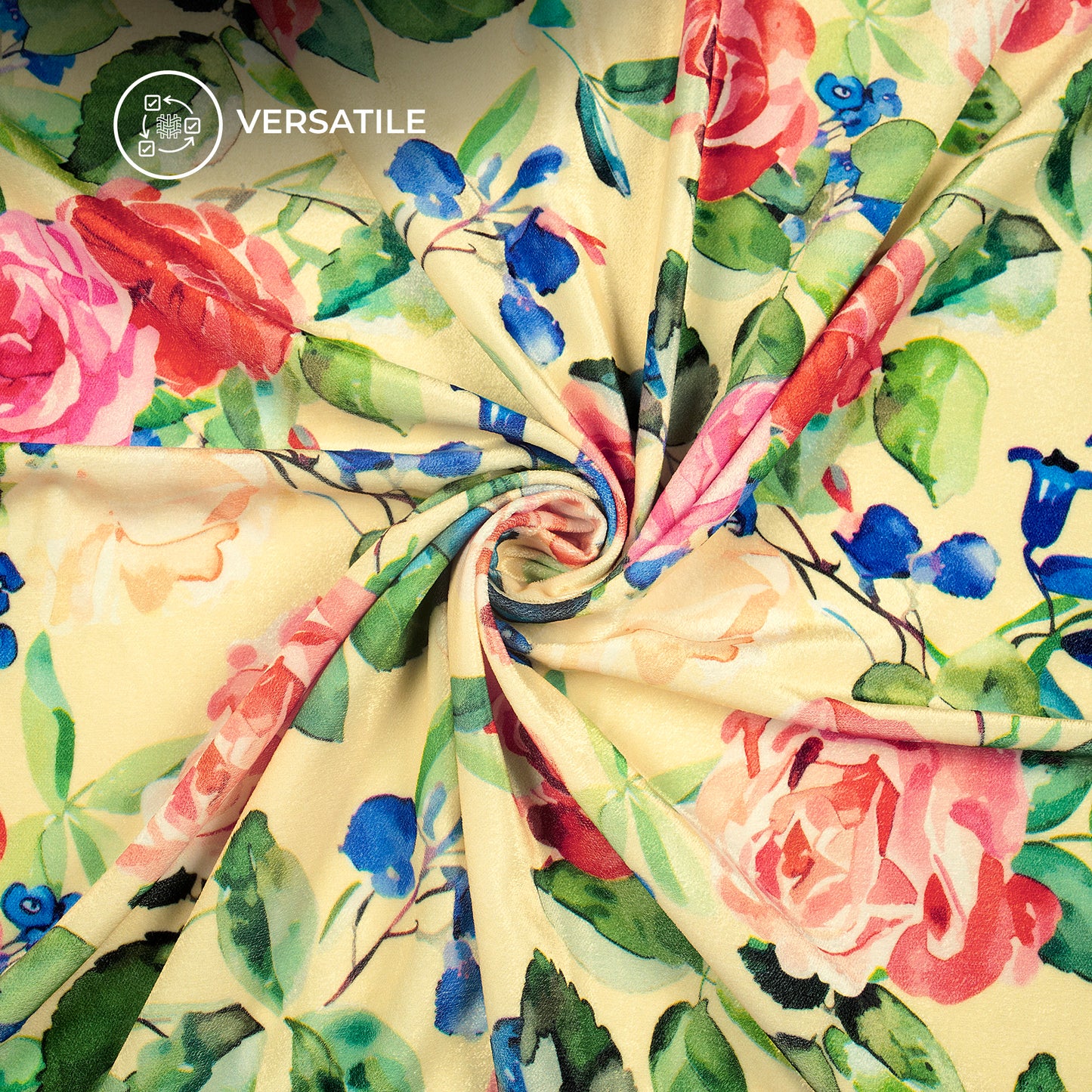 2025 Trendy Seamless Floral Digital Print Premium Velvet Fabric