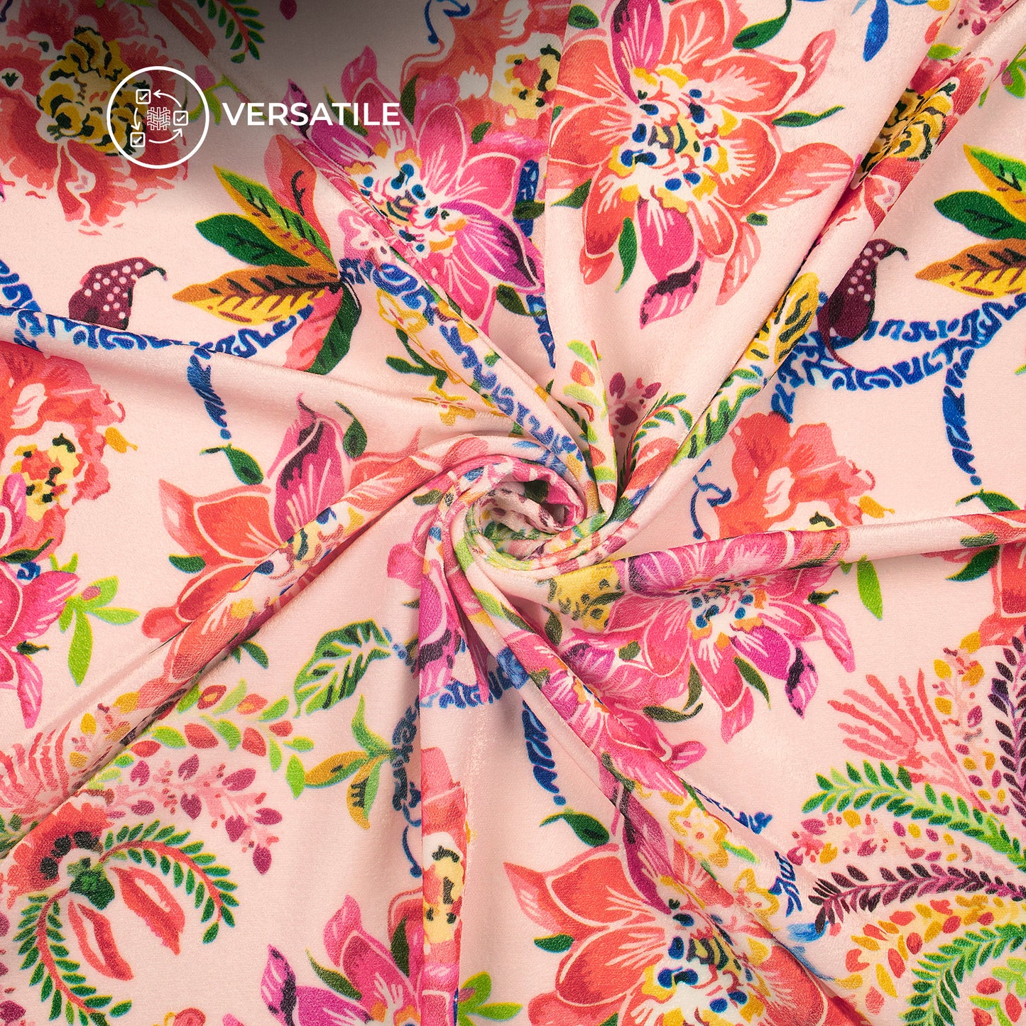 Bestselling Blossom Floral Digital Print Premium Velvet Fabric
