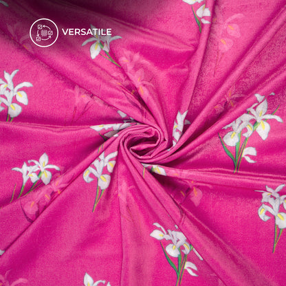 Beautiful Lilly Floral Digital Print Velvet Fabric (Width 58 Inches)