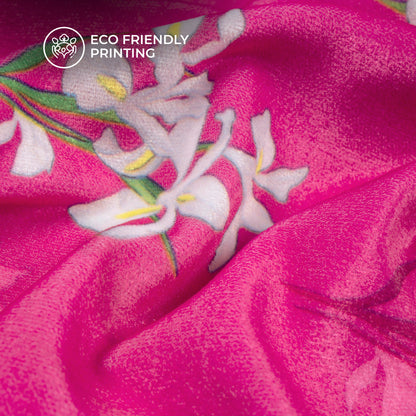 Beautiful Lilly Floral Digital Print Velvet Fabric (Width 58 Inches)