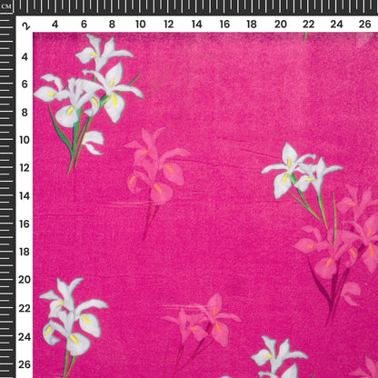 Beautiful Lilly Floral Digital Print Velvet Fabric (Width 58 Inches)
