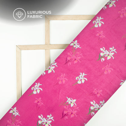 Beautiful Lilly Floral Digital Print Velvet Fabric (Width 58 Inches)