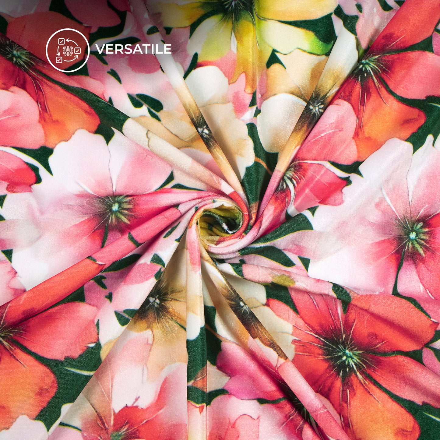 All Over Seamless Floral Digital Print Velvet Fabric (Width 54 Inches)