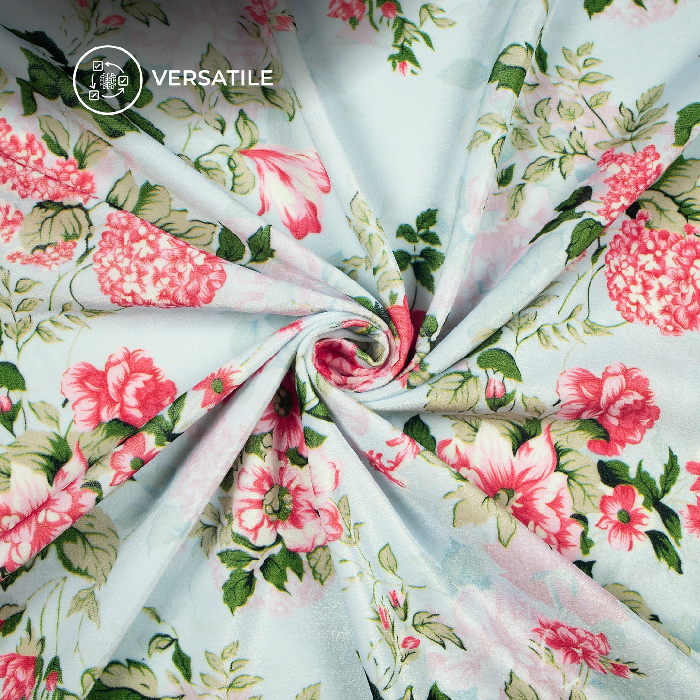 Vinateg Floral Digital Print Velvet Fabric (Width 54 Inches)