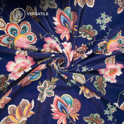 Anciant Creative Floral Digital Print Velvet Fabric (Width 58 Inches)