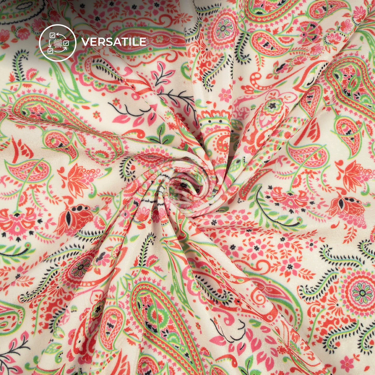 Classic paisley Digital Print Velvet Fabric (Width 54 Inches)