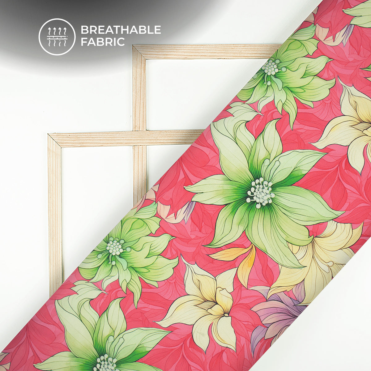 Attractive Green & Purple Floral Digital Print Crepe Silk Fabric