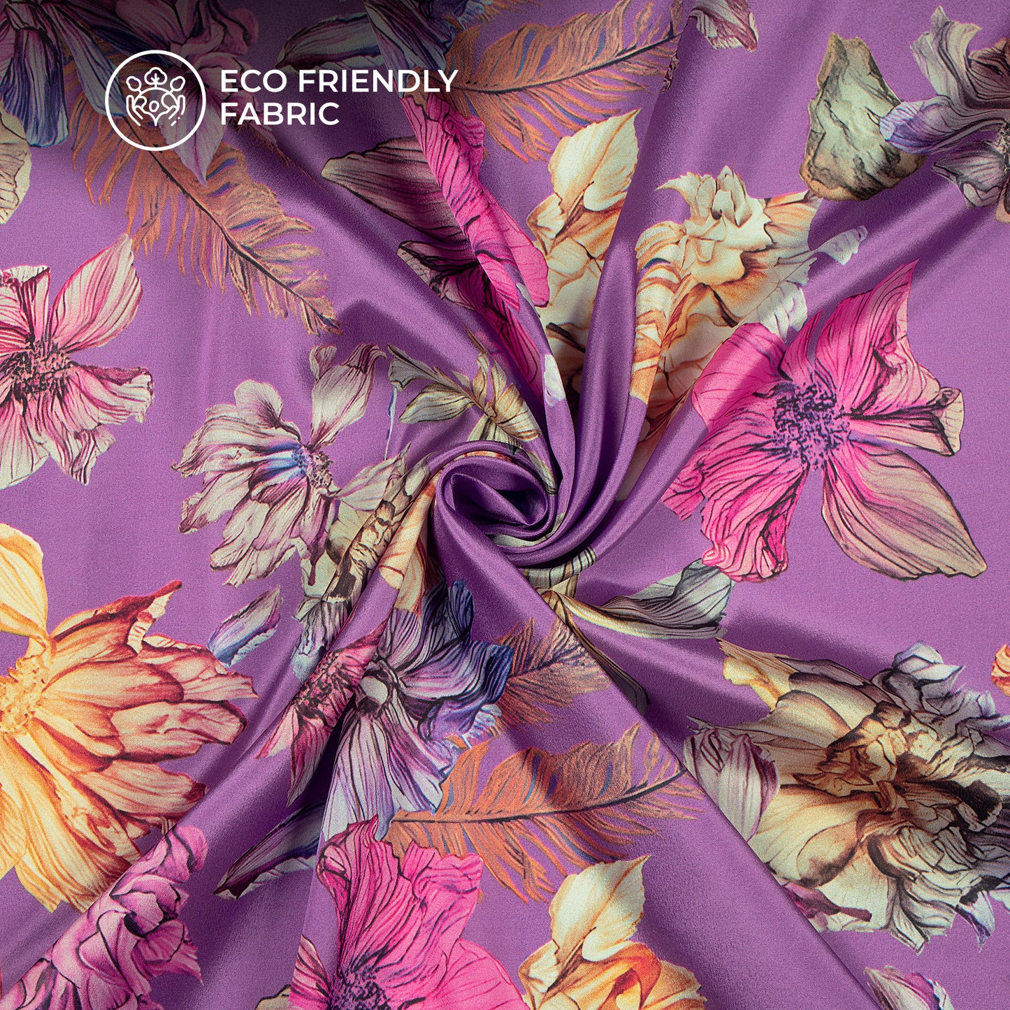 Beautiful Vintage Flowers Digital Print Crepe Silk Fabric