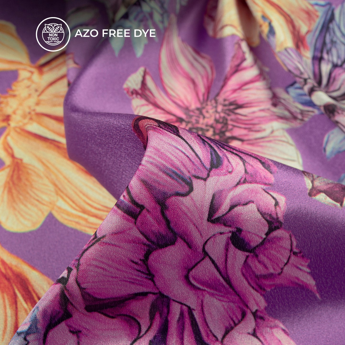 Beautiful Vintage Flowers Digital Print Crepe Silk Fabric