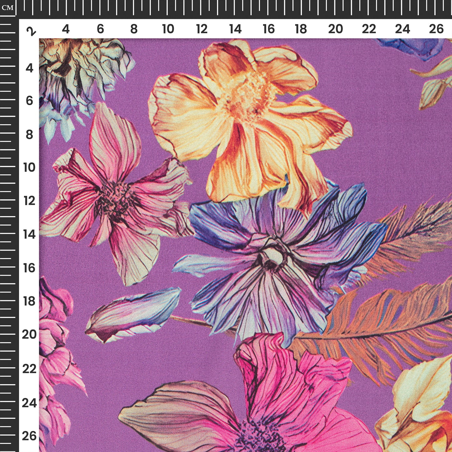 Beautiful Vintage Flowers Digital Print Crepe Silk Fabric