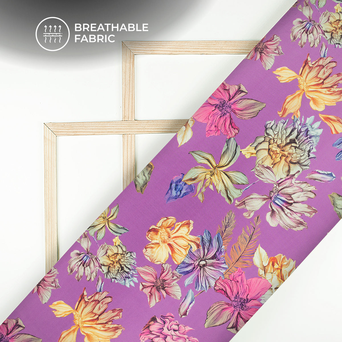 Beautiful Vintage Flowers Digital Print Crepe Silk Fabric