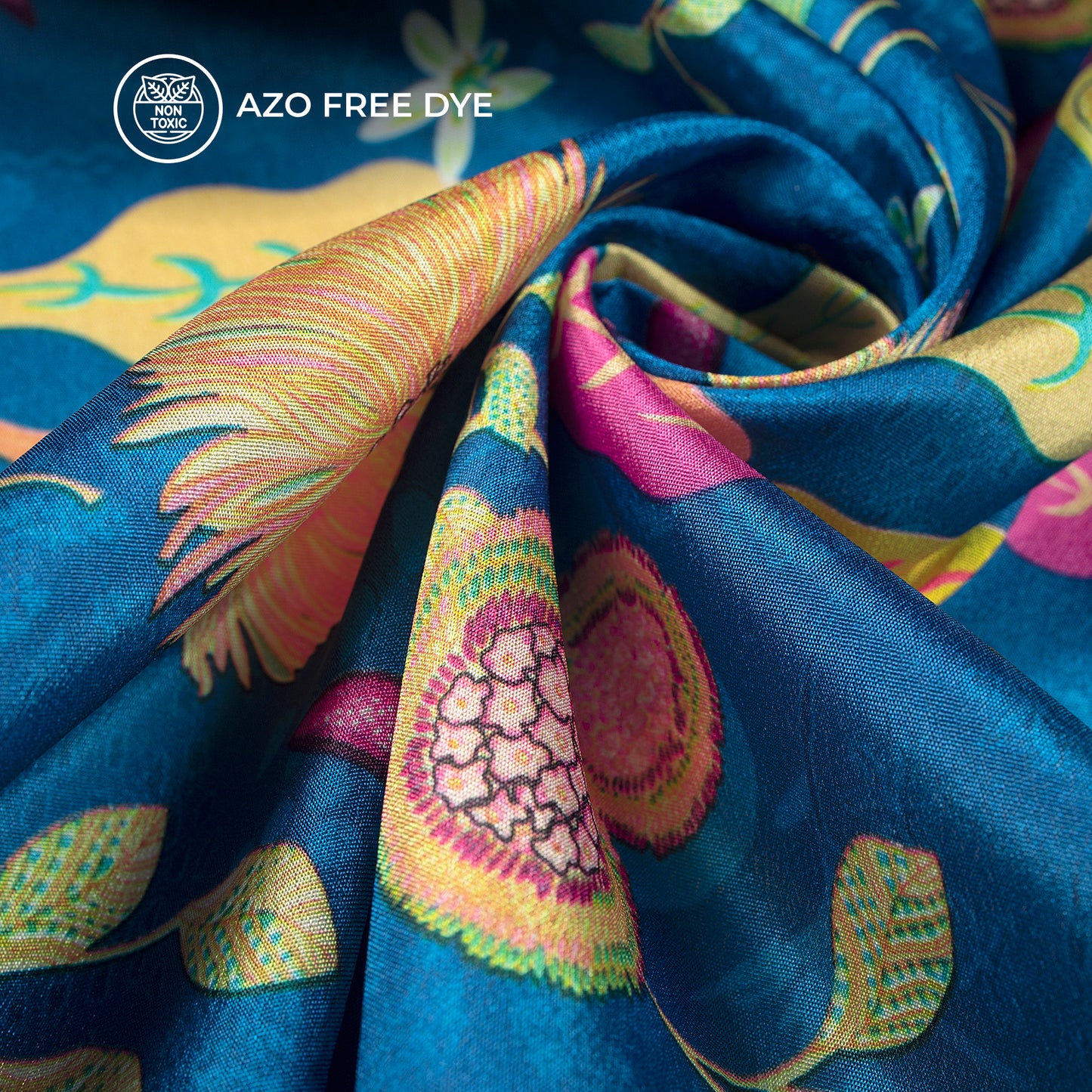 New Quirky Flowers Design Digital Print Crepe Silk Fabric