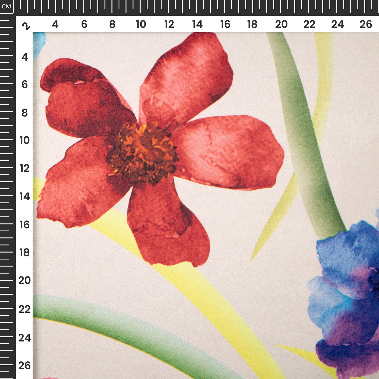 Multi Color Abstract Flower Design Digital Print Lush Satin Fabric