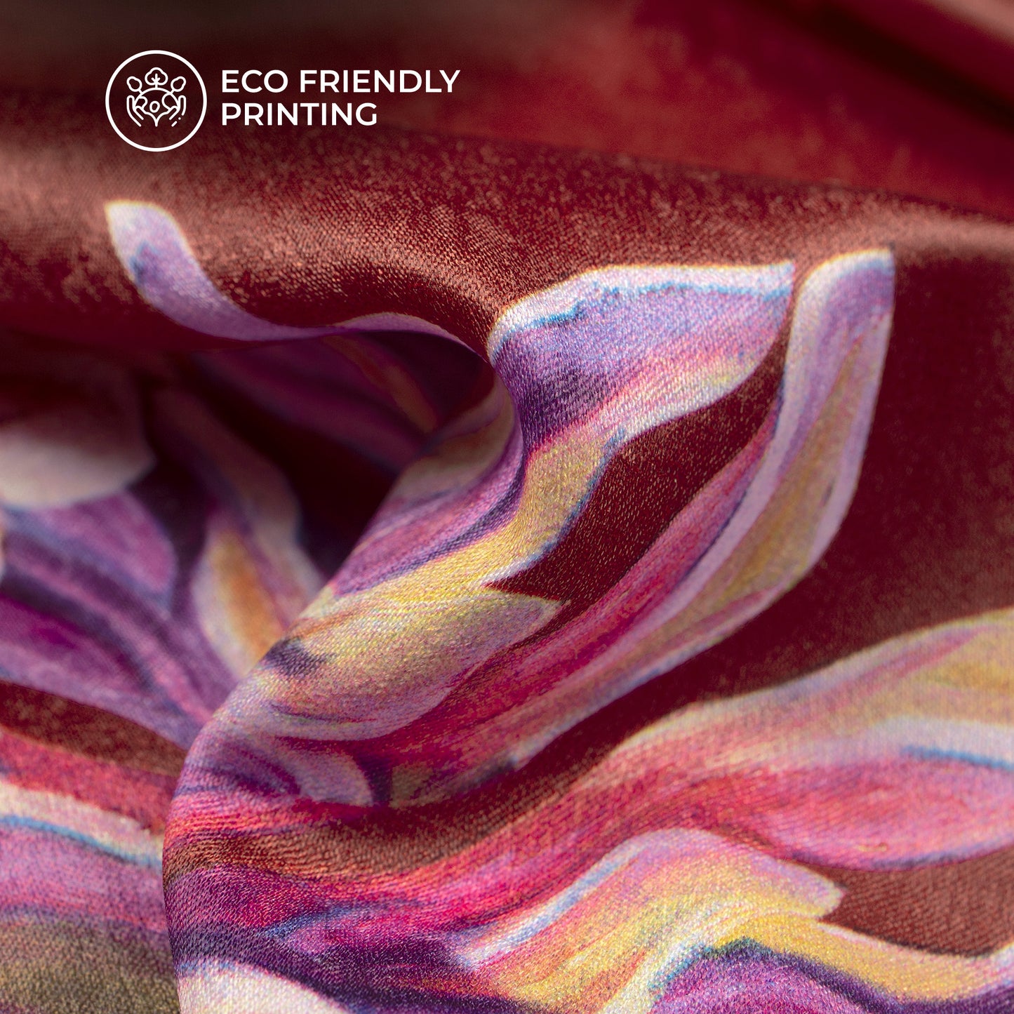 New Flower Design Digital Print Lush Satin Fabric