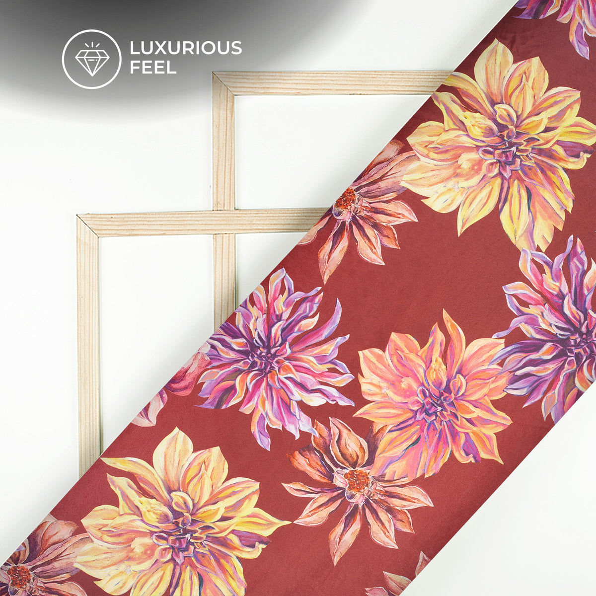 New Flower Design Digital Print Lush Satin Fabric