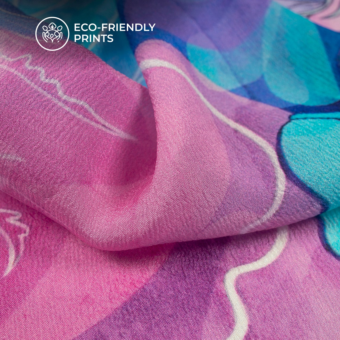 Abstract Floral Digital Print Viscose Chinnon Chiffon Designer Dress Fabric