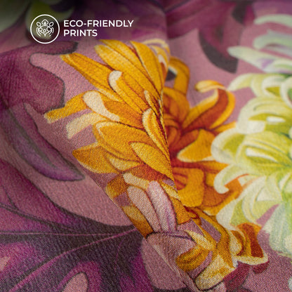 Floral Aqua Digital Print Viscose Chinnon Chiffon Fabric For Gown Making