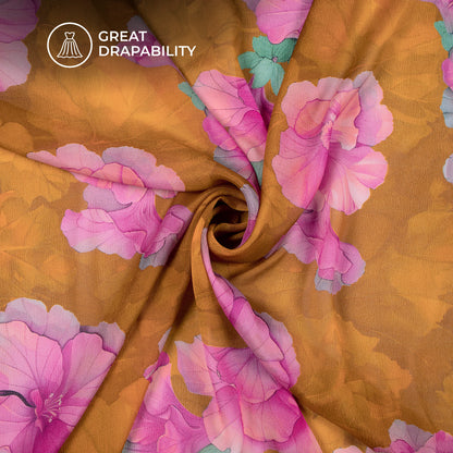 Bloosom Floral Digital Print Viscose Chinnon Chiffon Fabric For DIY Designers